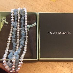 Ross andvSimmons Lovely Fresh Water Pearls and Aquamarine Bracelet